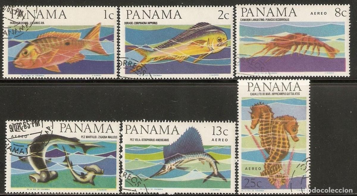 Sellos: PANAMA 1965 SERIE 6 STAMPS USED MNH FAUNA MARINA FISHES PECES POISSONS PESCI FISCHEN MARINE LIFE