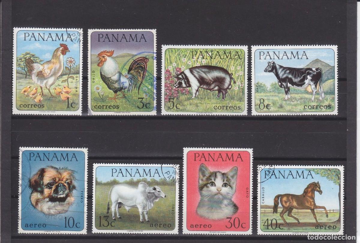 Sellos: PANAMA 1967 8 STAMPS USED MNH FAUNA ANIMALES DOMESTICOS PERROS GATOS CABALLOS VACAS GALLOS CERDOS