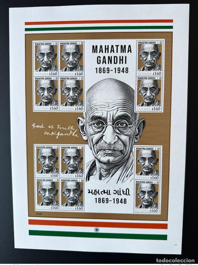 Sellos: Hoja de Guyana 2024 Kleinbogen 'Mohandas Mahatma Gandhi' Matej Gabris tipo II