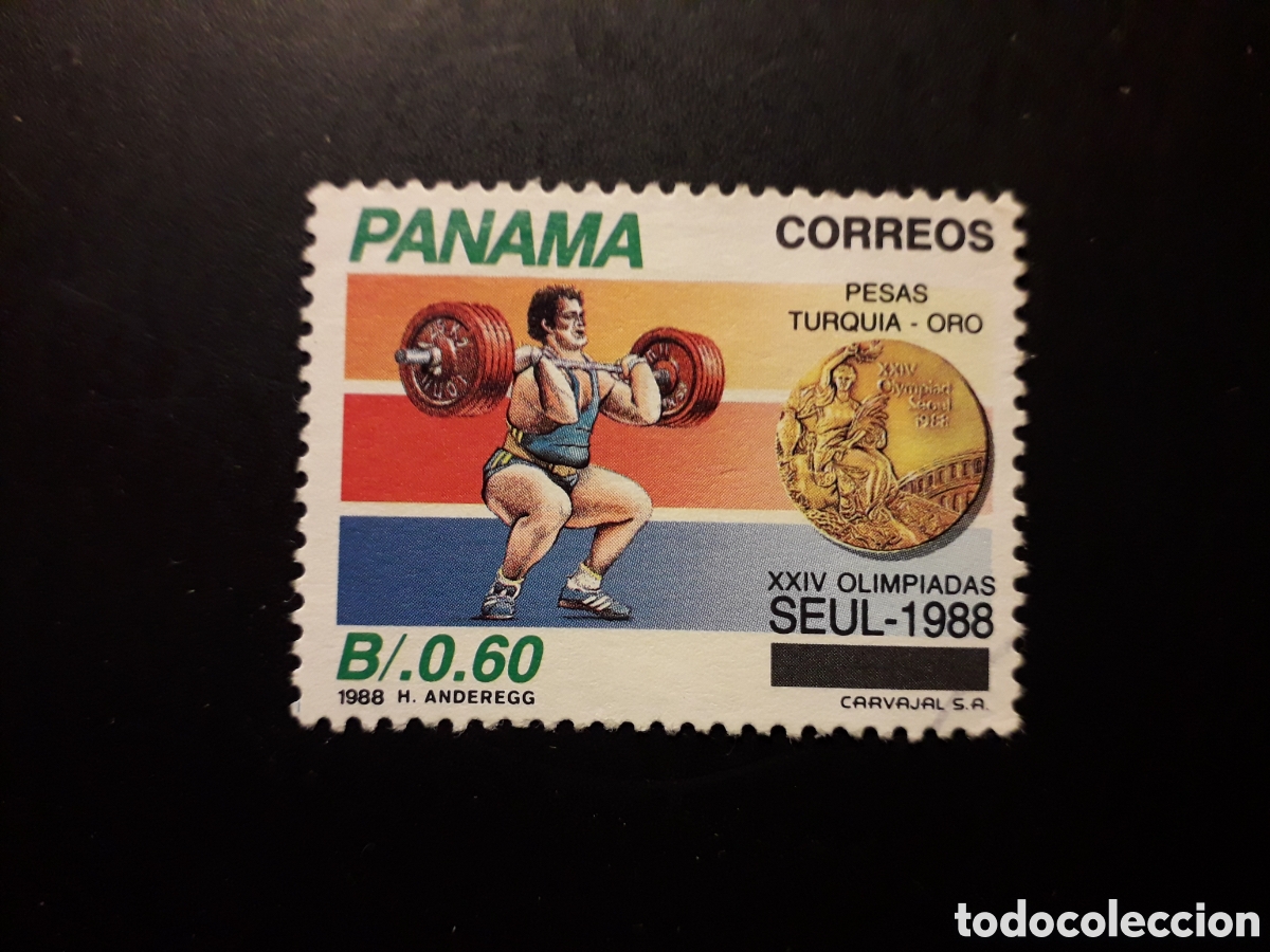 Sellos: PANAM&Aacute; YVERT 1054 SELLO SUELTO USADO 1989 DEPORTES OLIMPIADA DE SEUL HALTEROFILIA PEDIDO M&Iacute;NIMO 3&euro;
