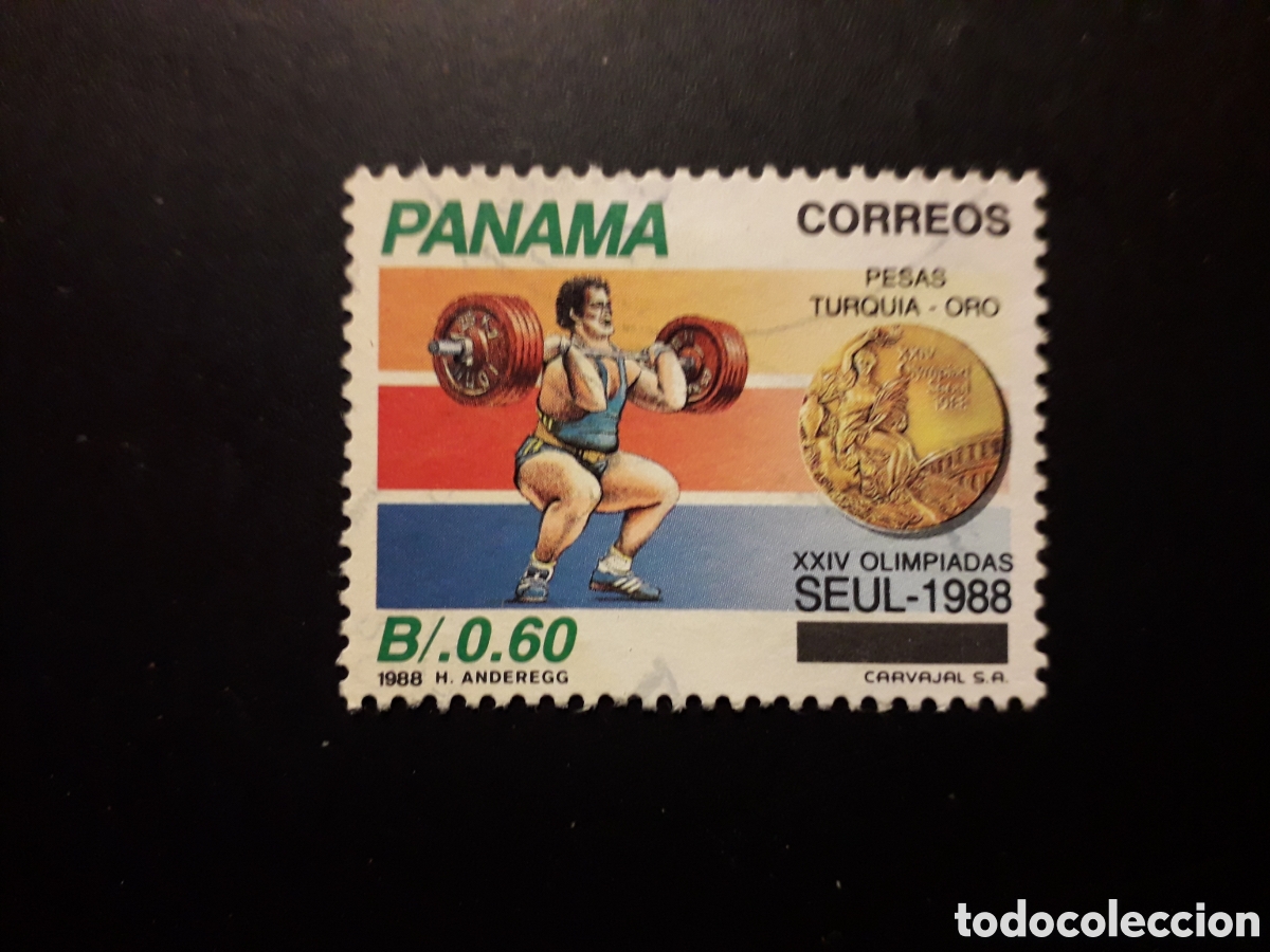 Sellos: PANAM&Aacute; YVERT 1054 SELLO SUELTO USADO 1989 DEPORTES OLIMPIADA DE SEUL HALTEROFILIA PEDIDO M&Iacute;NIMO 3&euro;
