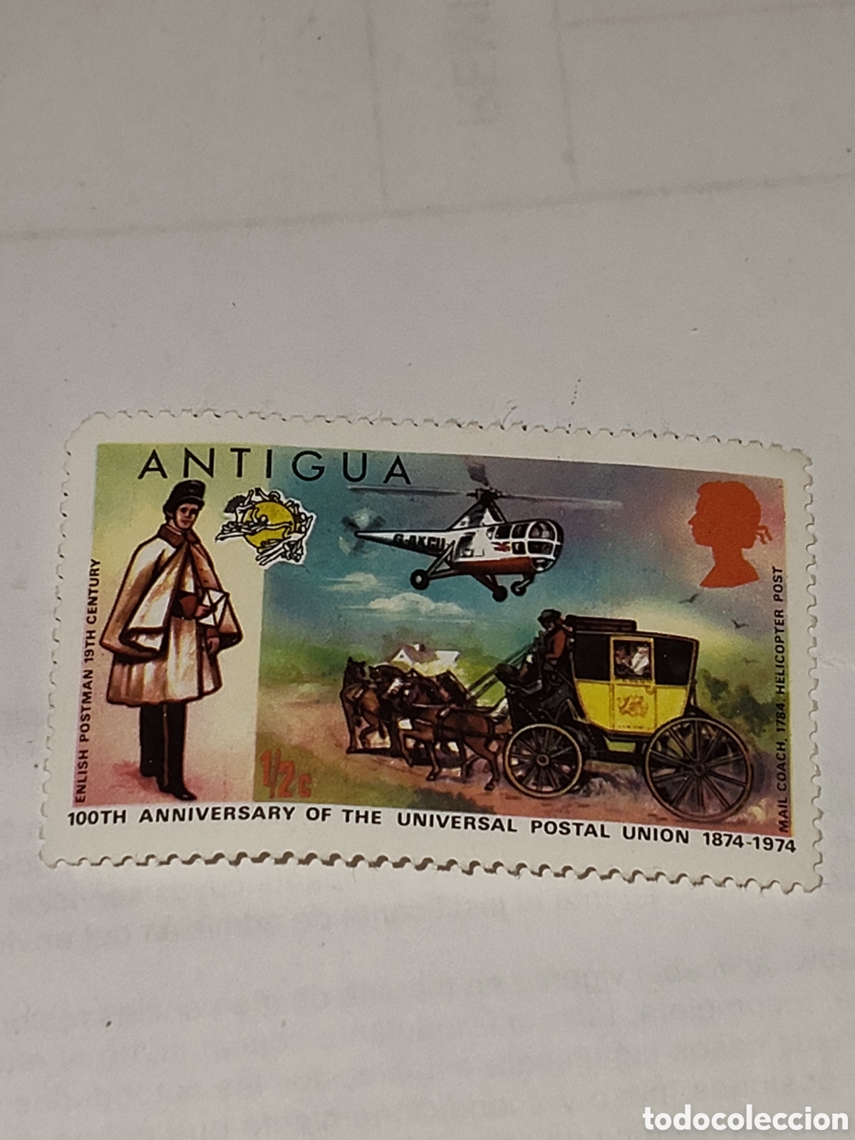 Sellos: Sello de la isla Antigua 100 aniversario de la Uni&oacute;n postal Universal 1974