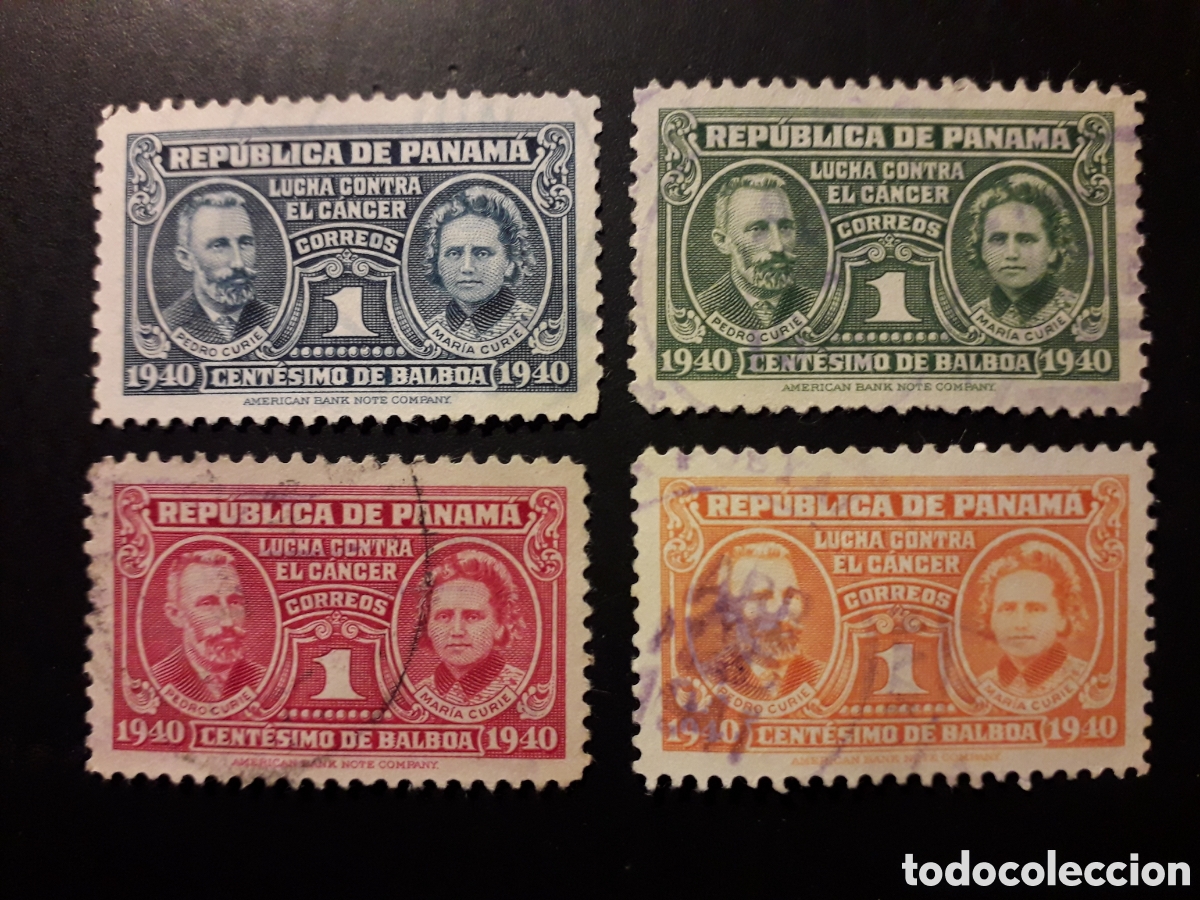 Sellos: PANAM&Aacute; YVERT 225/8 SERIE COMPLETA USADA 1941 PIERRE Y MARIE CURIE, LUCHA C&Aacute;NCER PEDIDO M&Iacute;NIMO 3&euro;