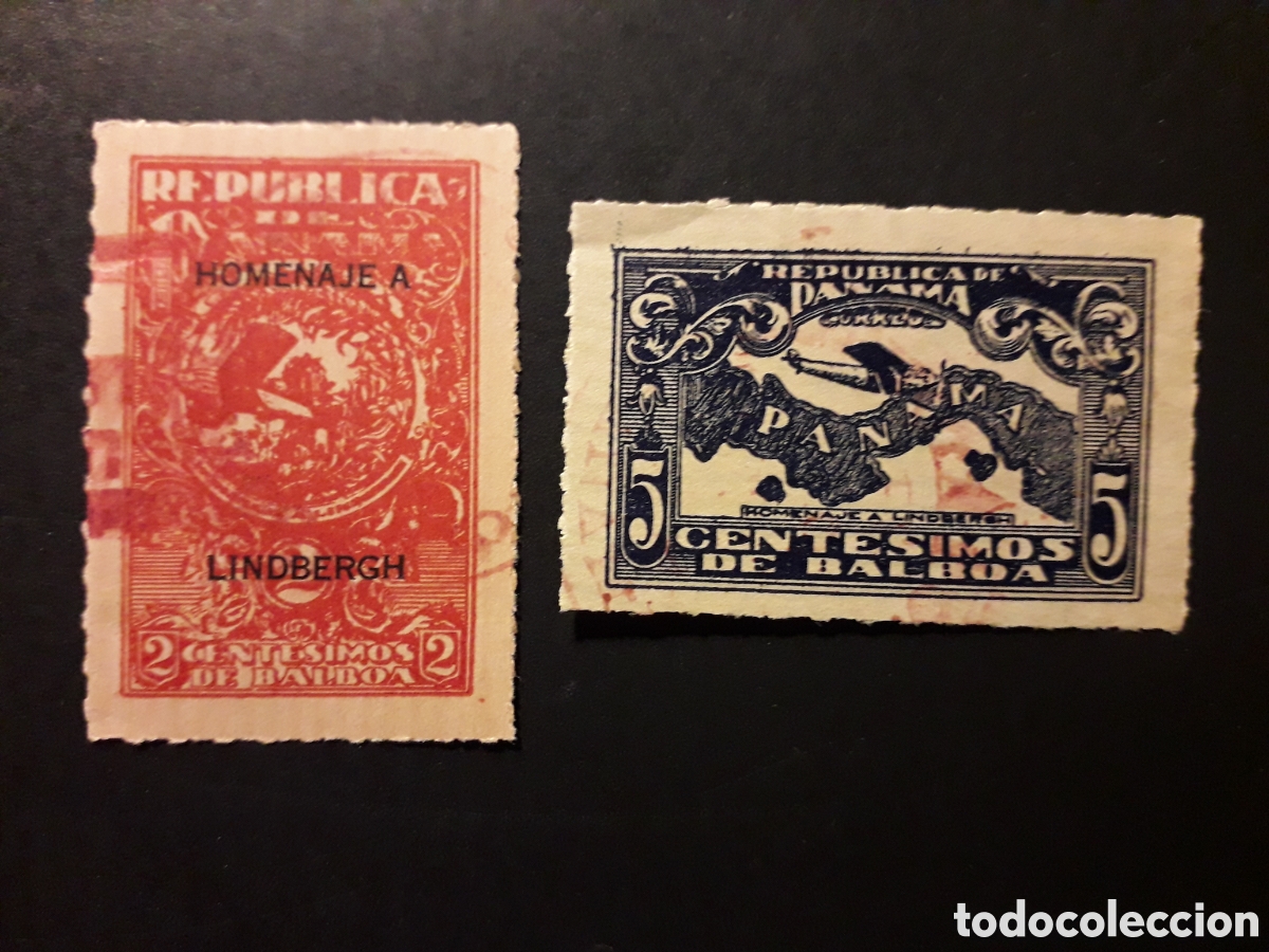 Sellos: PANAM&Aacute; YVERT 157/8 SERIE COMPLETA USADA 1928 VISITA DE LINDBERGH, AVIONES, AVIACI&Oacute;N PEDIDO M&Iacute;NIMO 3&euro;