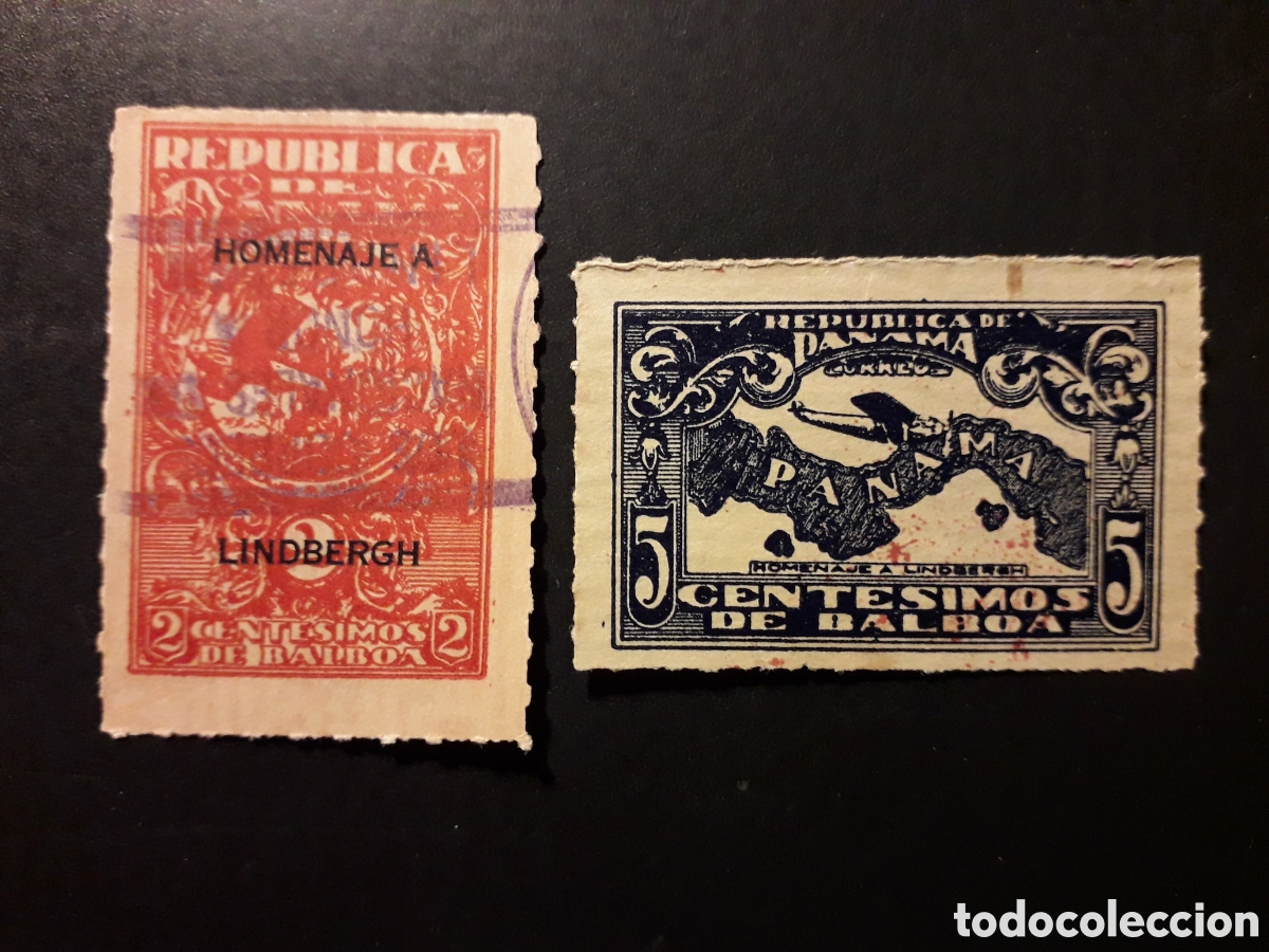 Sellos: PANAM&Aacute; YVERT 157/8 SERIE COMPLETA USADA 1928 LINDBERGH, AVIONES, AVIACI&Oacute;N, MAPAS PEDIDO M&Iacute;NIMO 3&euro;