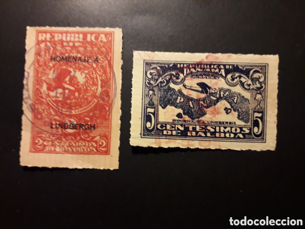 Sellos: PANAM&Aacute; YVERT 157/8 SERIE COMPLETA USADA 1928 LINDBERGH, AVIONES, AVIACI&Oacute;N, MAPAS PEDIDO M&Iacute;NIMO 3&euro;
