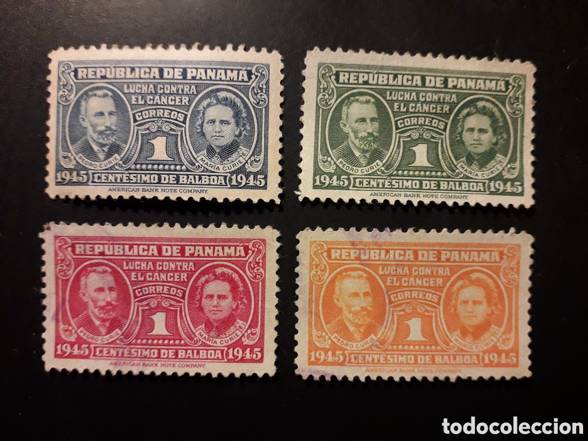 Sellos: PANAM&Aacute; YVERT 245/48 SERIE COMPLETA USADA 1945 PIERRE Y MARIE CURIE, LUCHA C&Aacute;NCER PEDIDO M&Iacute;NIMO 3&euro;