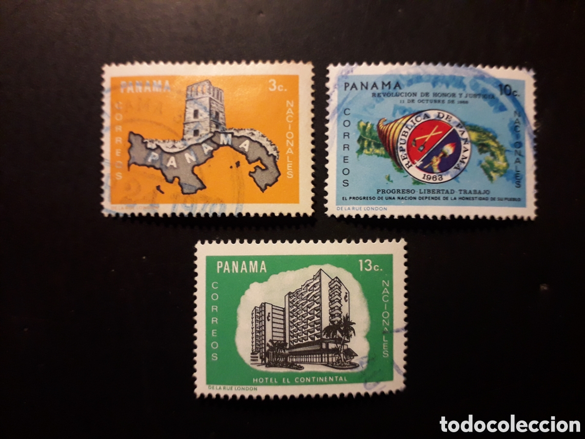 Sellos: PANAM&Aacute; YVERT 512/4 SIN 515 SERIE CORTA USADA 1969 REVOLUCI&Oacute;N, MAPA, ESCUDO, HOTEL PEDIDO M&Iacute;NIMO 3&euro;