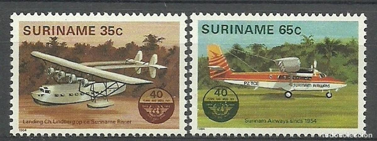 Sellos: SURINAM 1984 2 STAMPS MNH 40th AVIACION CIVIL OACI AVIATION AVIONES AEROPLANOS PLANES AIRPLANES