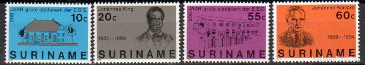 Sellos: SURINAM 1978 SERIE 4 STAMPS MNH 200th ANIVERSARIO DE LA IGLESIA DE LA CIUDAD EBG HERMANOS MORAVOS