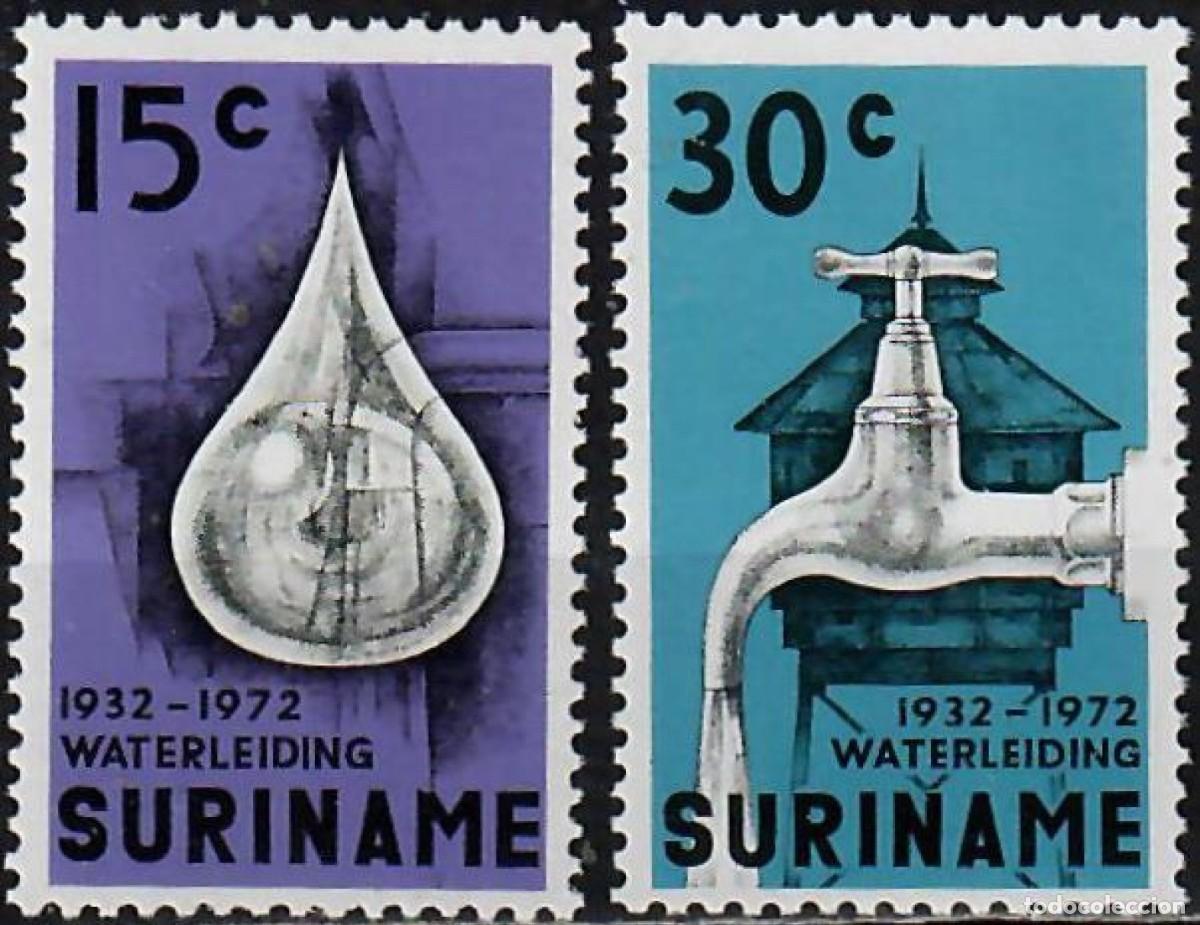 Sellos: SURINAM 1972 SERIE 2 STAMPS MNH 40th ANIVERSARIO DE LA RED DE SUMINISTRO DE AGUA WATERLEIDING