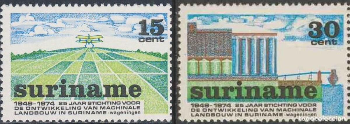 Sellos: SURINAM 1974 2 STAMPS MNH 25th ANIVERSARIO FUNDACION PARA EL DESARROLLO DE LA AGRICULTURA MECANICA