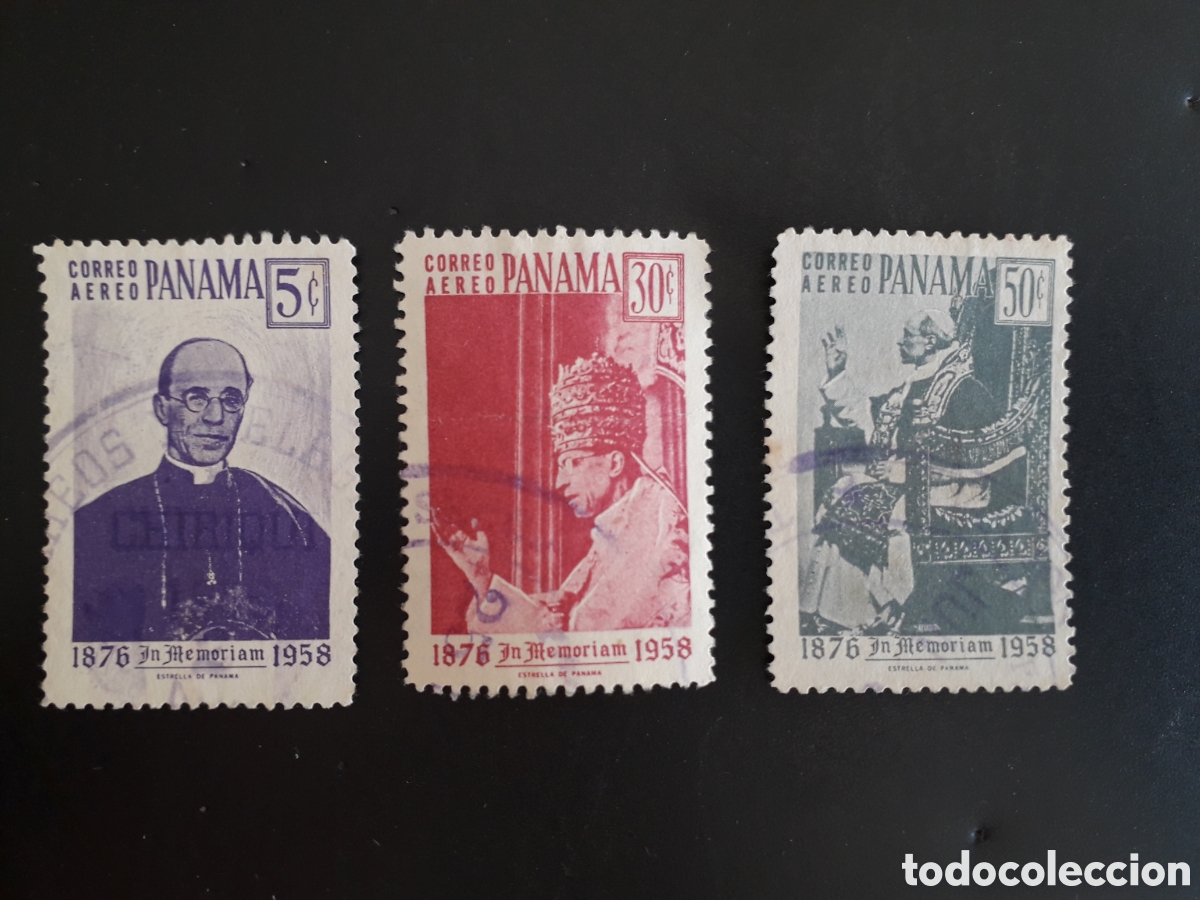 Sellos: PANAM&Aacute; YVERT A 196/8 SERIE COMPLETA USADA 1958 PAPA P&Iacute;O XII PEDIDO M&Iacute;NIMO 3&euro;