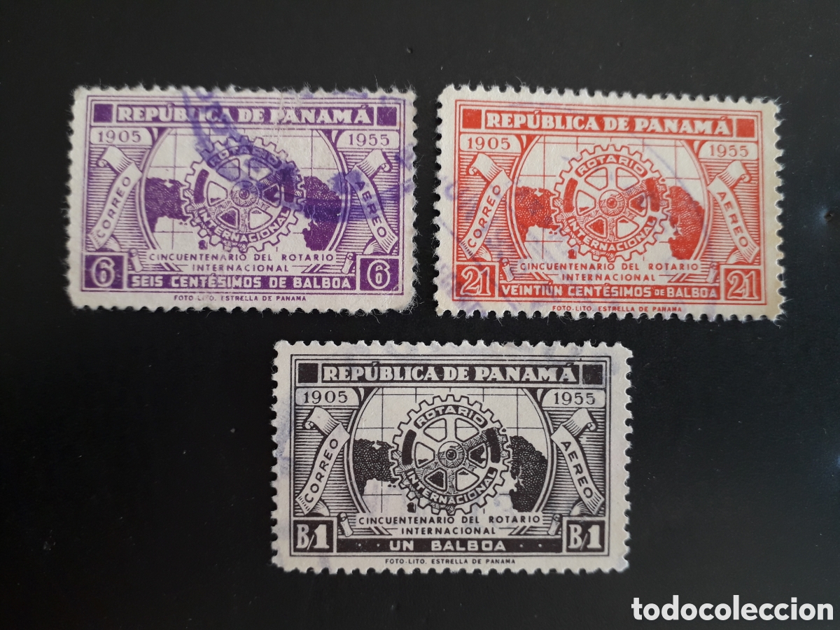 Sellos: PANAM&Aacute; YVERT A 136/8 SERIE COMPLETA USADA 1955 ROTARY INTERNATIONAL PEDIDO M&Iacute;NIMO 3&euro;