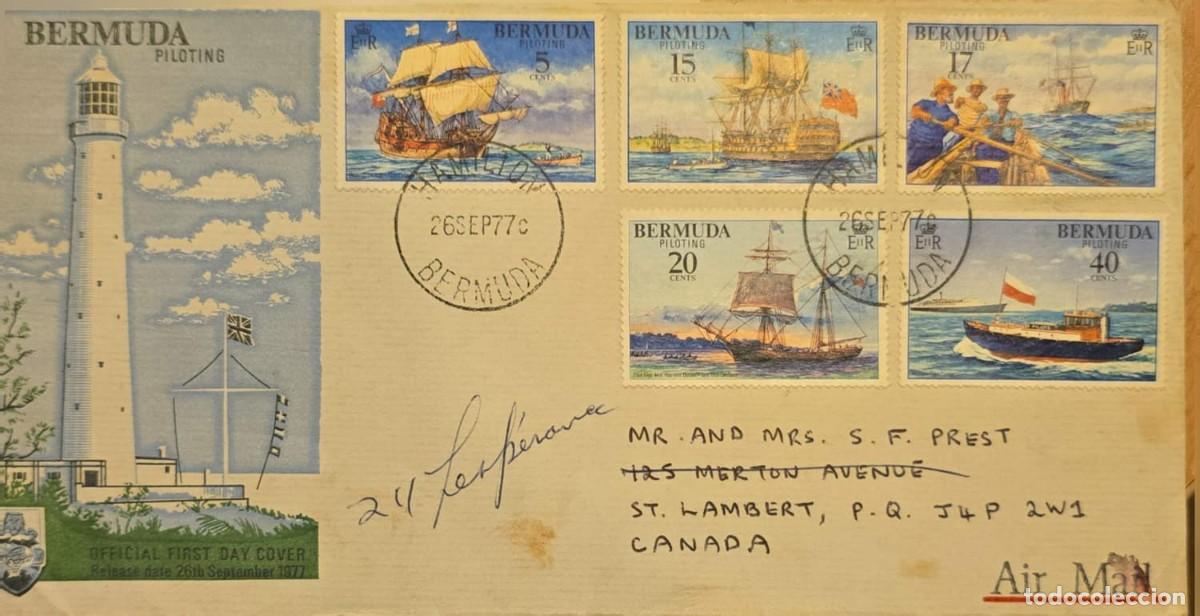 Sellos: TS.)1977, BERMUDA, HAMILTON TO ST.LAMBERT, FIRST DAY COVER, AIRMAIL, PRE-PRINTED, FEATURING FIVE &rdquo;NA
