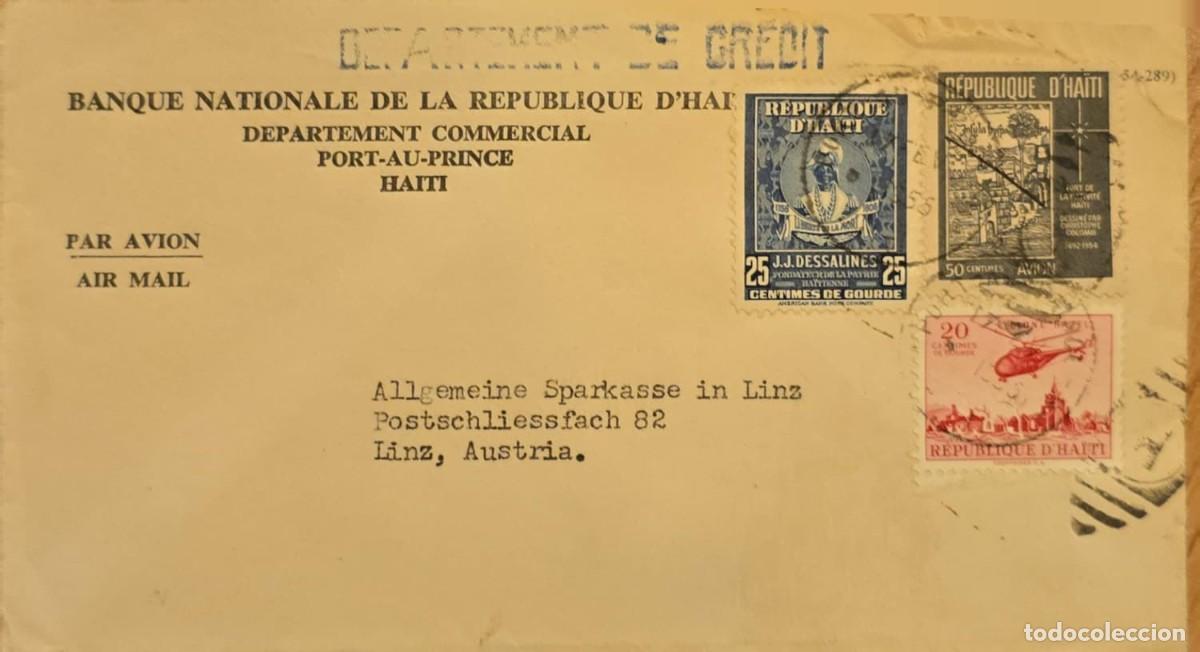 Sellos: TS.)1954, HAITI, PORT-AU-PRINCE TO LINZ, AIRMAIL COVER, WITH THREE STAMPS: TOP LEFT, &rdquo;141ST ANNIVERS