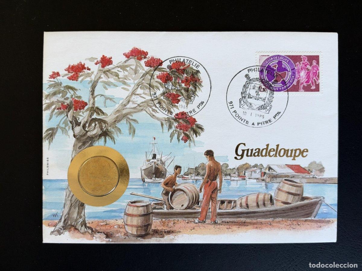 Timbres: Sobre numism&aacute;tico Guadalupe Pointe &agrave; Pitre 1985 Philswiss