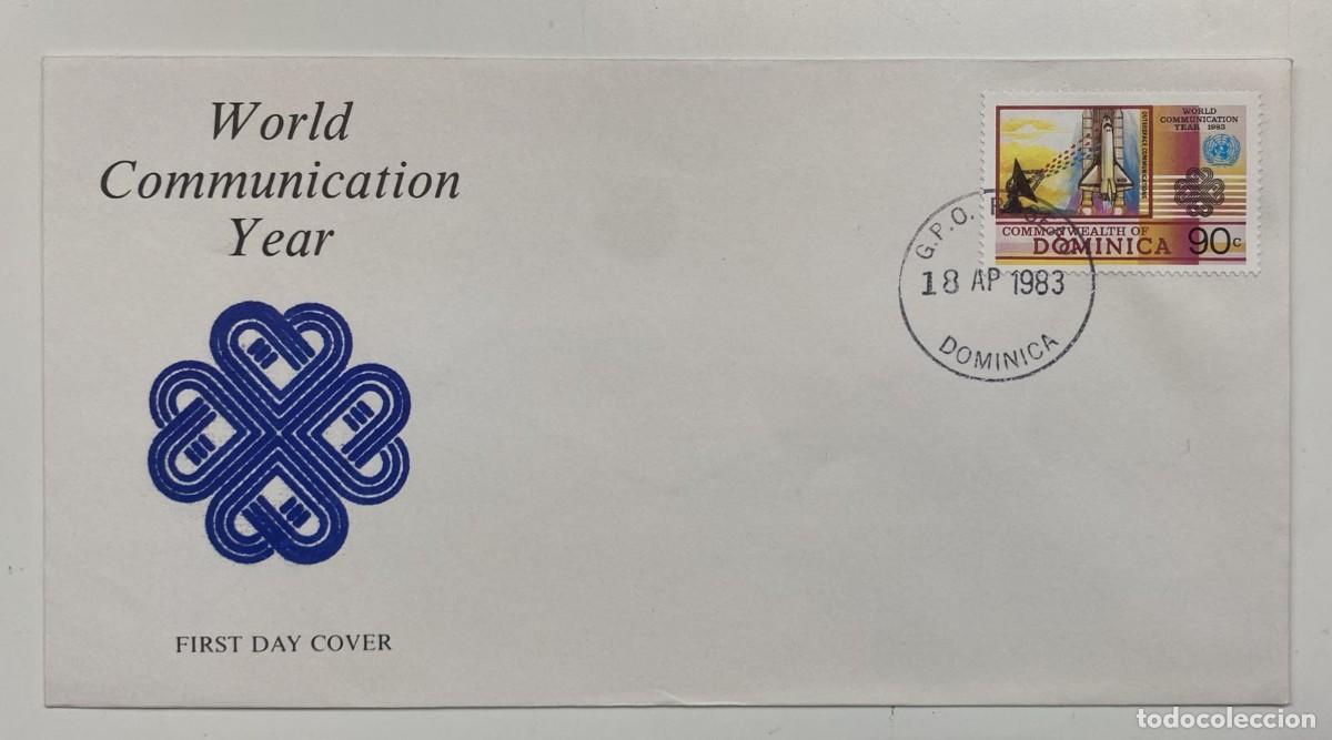 Sellos: TS.)1983, DOMINICA, ROSEAU, FIRST DAY COVER, COMMEMORATIVE PRE-PRINTED (WORLD COMMUNICATIONS YEAR),