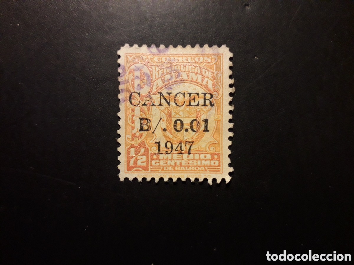 Sellos: PANAM&Aacute; YVERT 249 SELLO SUELTO USADO 1947 ESCUDO, SOBRECARGADO LUCHA C&Aacute;NCER PEDIDO M&Iacute;NIMO 3&euro;