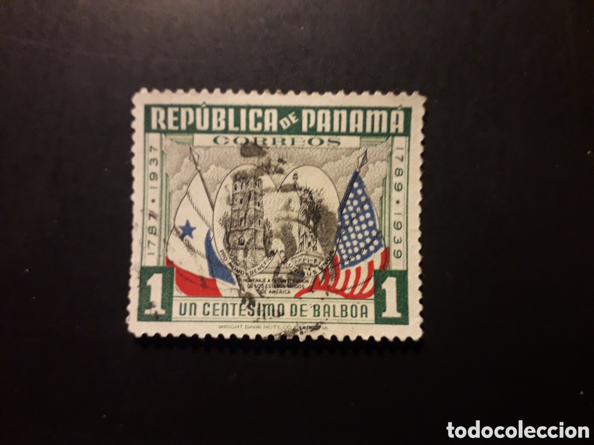 Sellos: PANAM&Aacute; YVERT 206 SELLO SUELTO USADO 1938 CONSTITUCI&Oacute;N DE EEUU BANDERAS PEDIDO M&Iacute;NIMO 3&euro;
