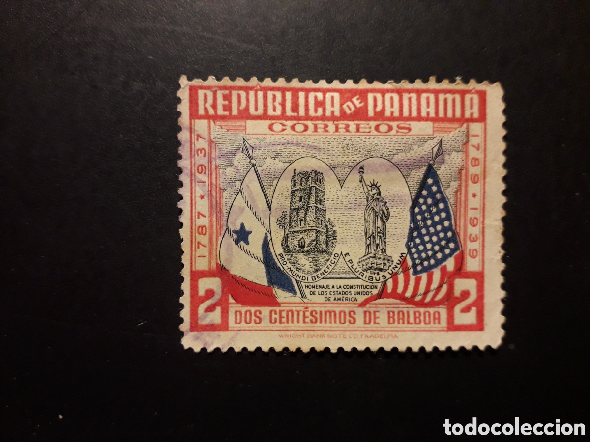 Sellos: PANAM&Aacute; YVERT 207 SELLO SUELTO USADO 1938 CONSTITUCI&Oacute;N DE EEUU BANDERAS PEDIDO M&Iacute;NIMO 3&euro;