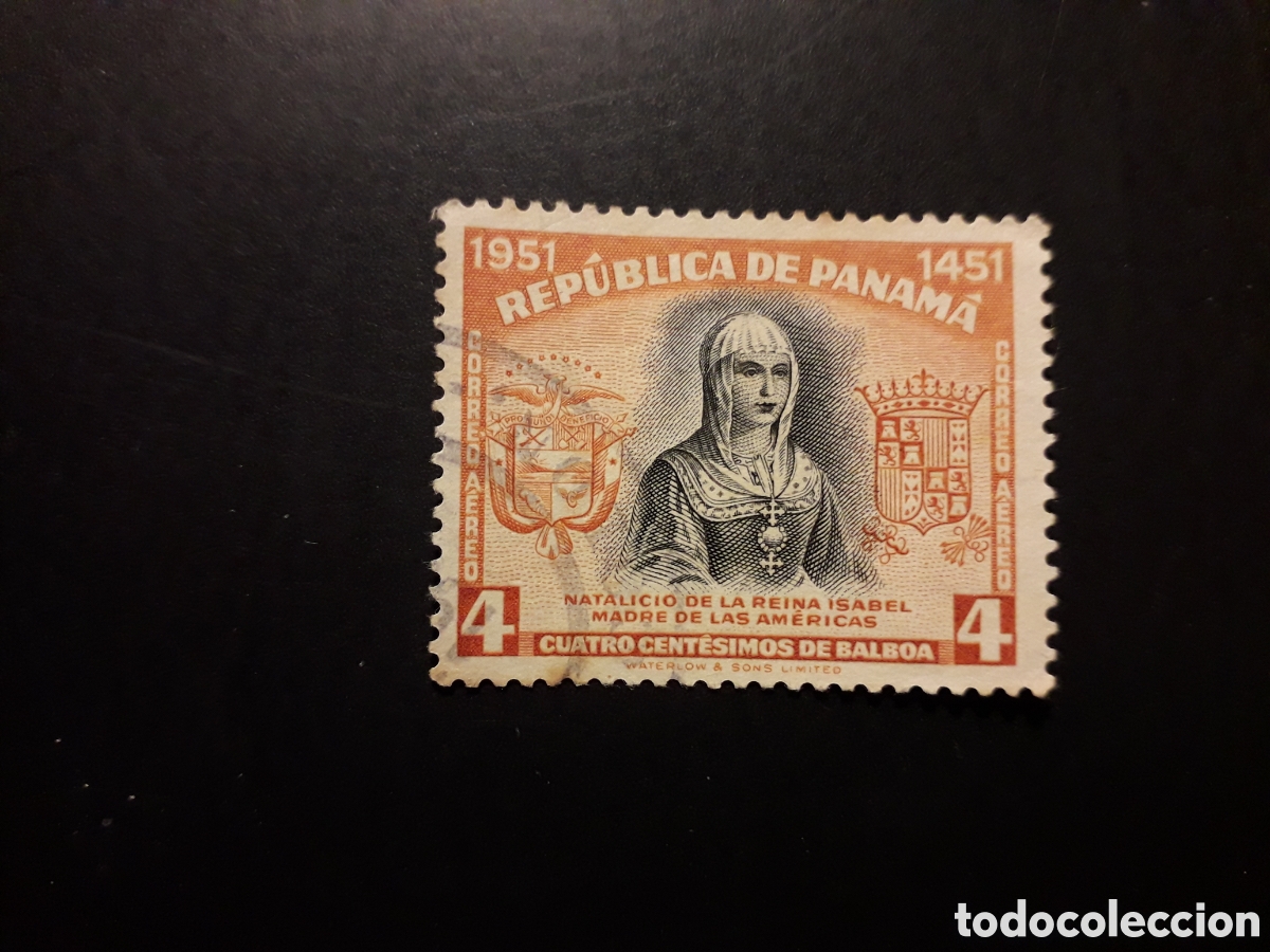 Sellos: PANAM&Aacute; YVERT A 117 SELLO SUELTO USADO 1952 ISABEL LA CAT&Oacute;LICA, ESCUDOS PEDIDO M&Iacute;NIMO 3&euro;