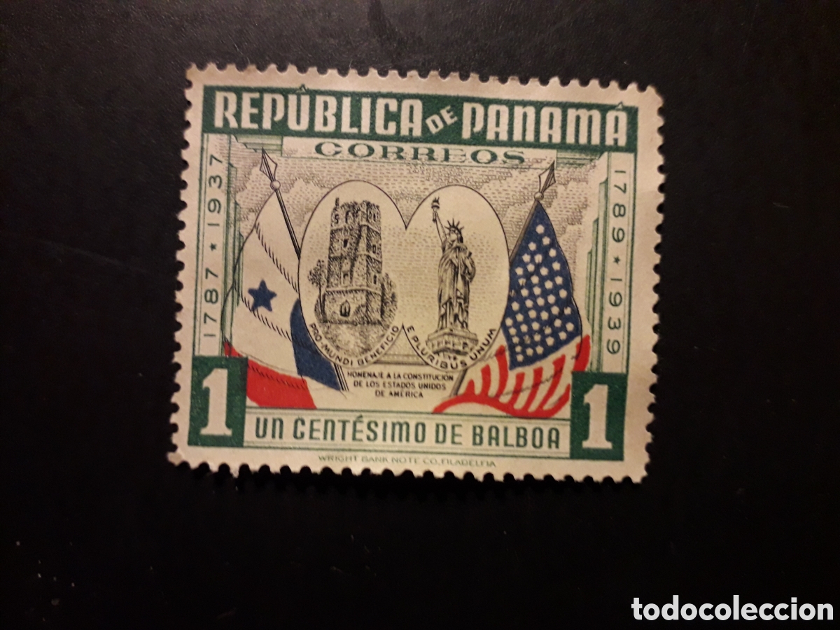 Sellos: PANAM&Aacute; YVERT 206 SELLO SUELTO USADO 1938 CONSTITUCI&Oacute;N DE EEUU BANDERAS PEDIDO M&Iacute;NIMO 3&euro;