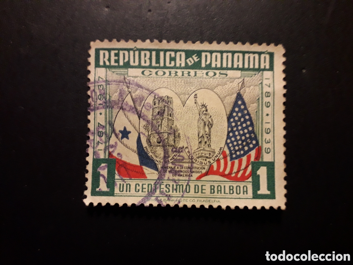 Sellos: PANAM&Aacute; YVERT 206 SELLO SUELTO USADO 1938 CONSTITUCI&Oacute;N DE EEUU BANDERAS PEDIDO M&Iacute;NIMO 3&euro;