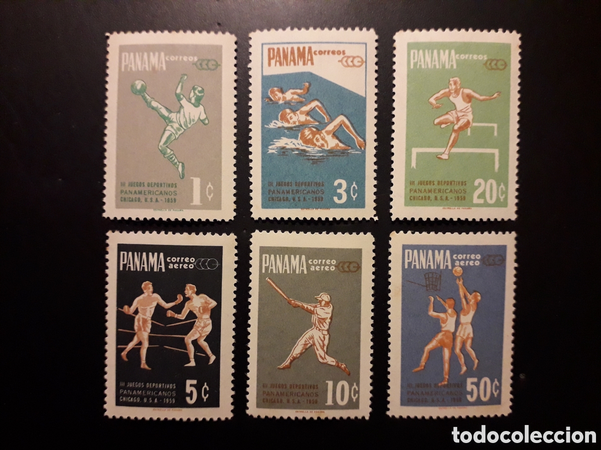 Sellos: PANAM&Aacute; YV 333/5 + A 210/2 SERIE CTA NUEVA *** ALGUNA MANCHA DEL TIEMPO 1959 DEPORTES PEDIDO M&Iacute;NIM 3&euro;