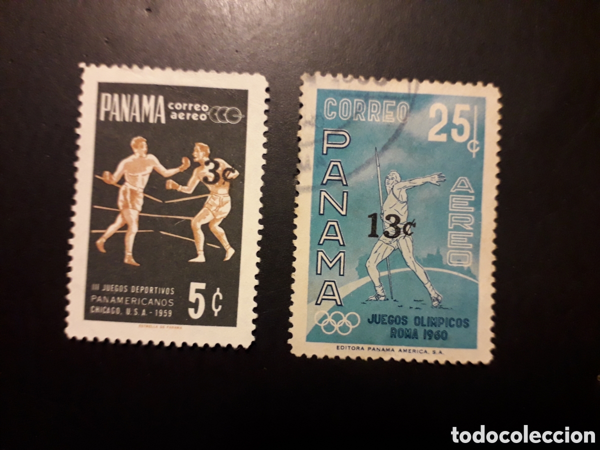 Sellos: PANAM&Aacute; YVERT A 288/9 SERIE CTA USADA 1967 DEPORTES, BOXEO, JABALINA, SOBRECARGADOS PEDIDO M&Iacute;NIMO 3&euro;