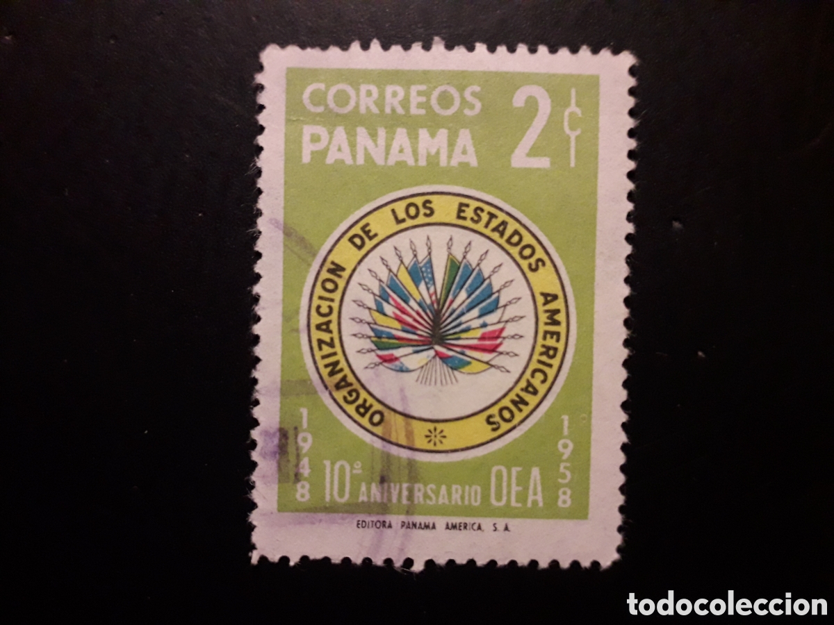 Sellos: PANAM&Aacute; YVERT 315 SELLO SUELTO USADO 1958 OEA, ORG ESTADOS AMERICANOS BANDERAS PEDIDO M&Iacute;NIMO 3&euro;