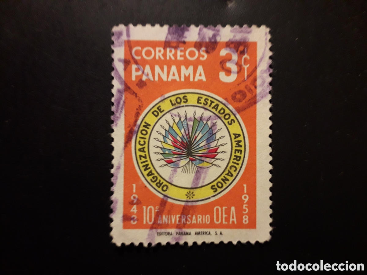 Sellos: PANAM&Aacute; YVERT 316 SELLO SUELTO USADO 1958 OEA, ORG ESTADOS AMERICANOS BANDERAS PEDIDO M&Iacute;NIMO 3&euro;