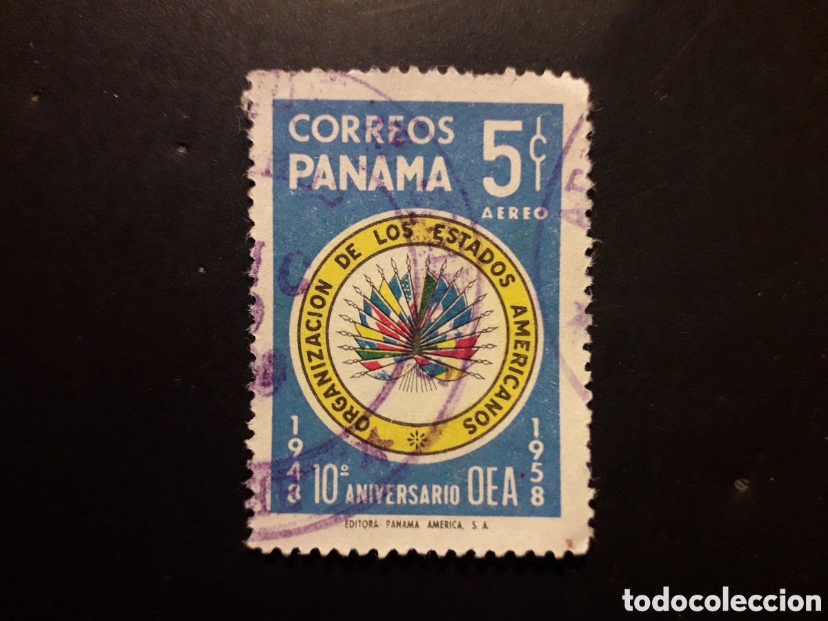 Sellos: PANAM&Aacute; YVERT A 189 SELLO SUELTO USADO 1958 OEA, ORG ESTADOS AMERICANOS BANDERAS PEDIDO M&Iacute;NIMO 3&euro;