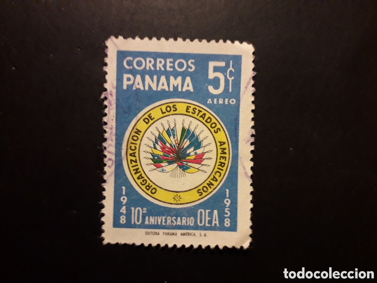 Sellos: PANAM&Aacute; YVERT A 189 SELLO SUELTO USADO 1958 OEA, ORG ESTADOS AMERICANOS BANDERAS PEDIDO M&Iacute;NIMO 3&euro;
