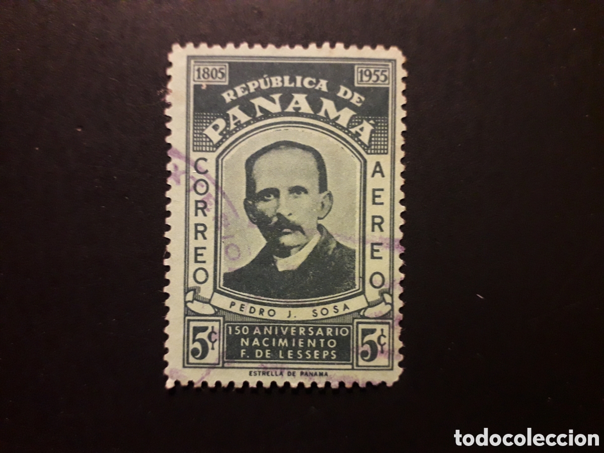 Sellos: PANAM&Aacute; YVERT A 140 SELLO SUELTO USADO 1955 FERDINAND DE LESSEPS PEDIDO M&Iacute;NIMO 3&euro;