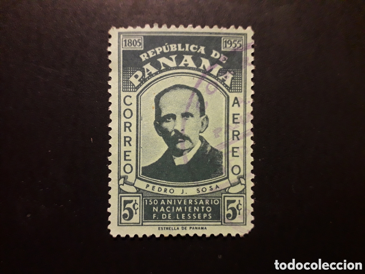 Sellos: PANAM&Aacute; YVERT A 140 SELLO SUELTO USADO 1955 FERDINAND DE LESSEPS PEDIDO M&Iacute;NIMO 3&euro;