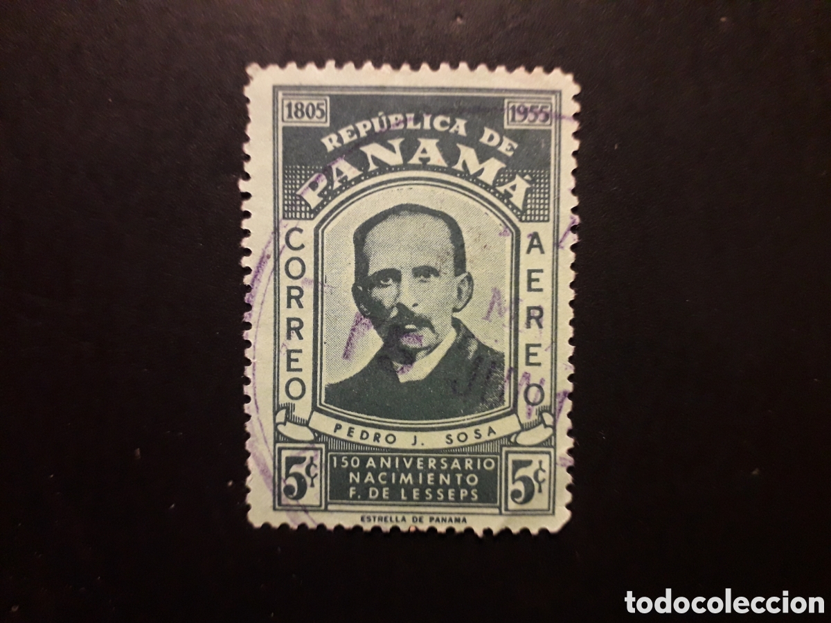Sellos: PANAM&Aacute; YVERT A 140 SELLO SUELTO USADO 1955 FERDINAND DE LESSEPS PEDIDO M&Iacute;NIMO 3&euro;