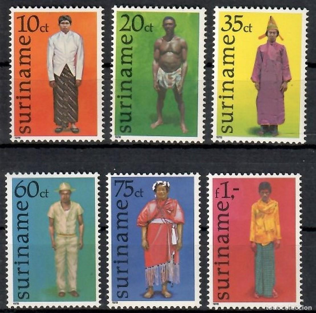 Sellos: SURINAM 1978 SERIE 6 STAMPS MNH TRAJES TRADICIONALES TRADITIONAL COSTUMES TRADITIONELLE TRACHTEN
