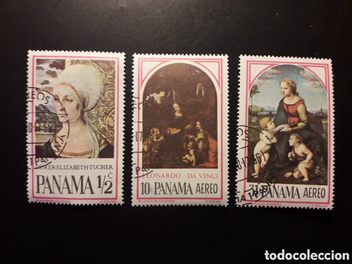 Sellos: PANAM&Aacute; YVERT 426 + A 386/7 SERIE CTA USADA 1967 PINTURAS DURERO, RAFAEL, LEONARDO PEDIDO M&Iacute;NIMO 3&euro;