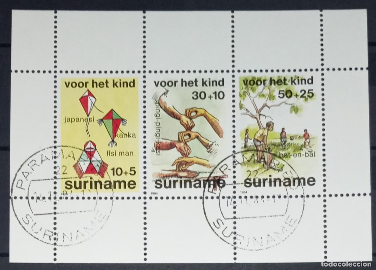 Sellos: SURINAM 1984 SHEET USED MNH VOOR HET KIND FOR THE CHILD PARA EL NI&Ntilde;O INFANCIA CHILDHOOD