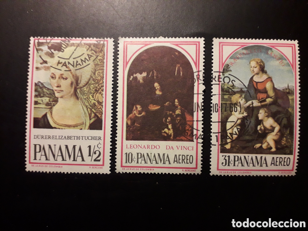 Sellos: PANAM&Aacute; YVERT 426 + A 386/7 SERIE CTA USADA 1967 PINTURAS DURERO, RAFAEL, LEONARDO PEDIDO M&Iacute;NIMO 3&euro;