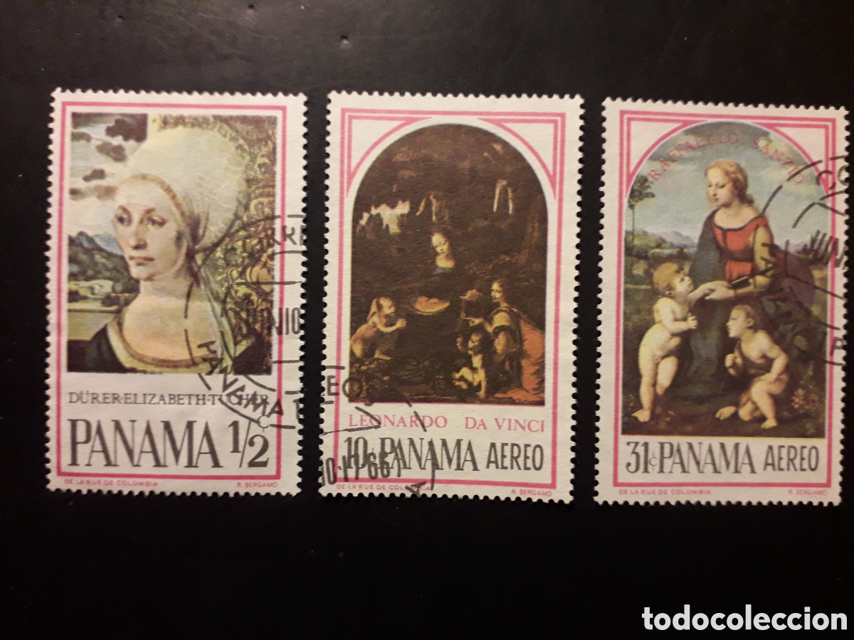 Sellos: PANAM&Aacute; YVERT 426 + A 386/7 SERIE CTA USADA 1967 PINTURAS DURERO, RAFAEL, LEONARDO PEDIDO M&Iacute;NIMO 3&euro;