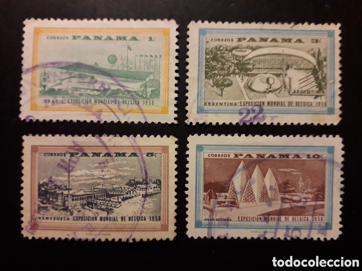 Sellos: PANAM&Aacute; YVERT 318/21 SERIE COMPLETA USADA 1958 EXPOSICI&Oacute;N DE BRUSELAS PEDIDO M&Iacute;NIMO 3&euro;