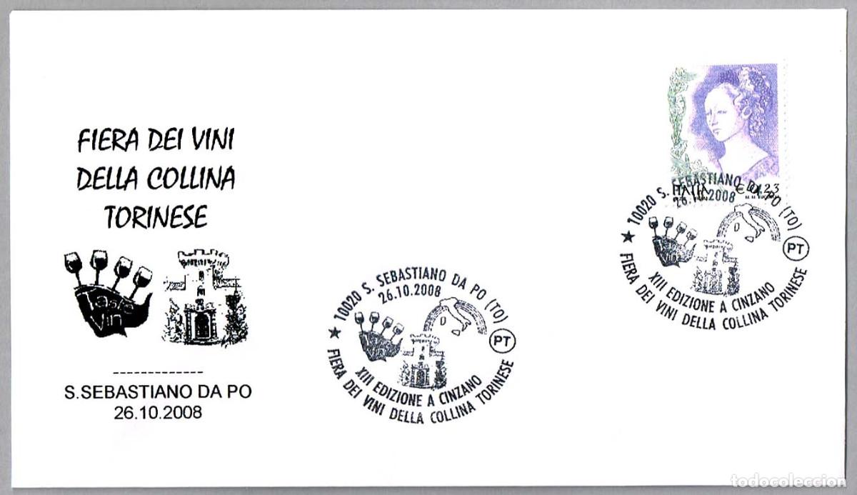 Sellos: Matasellos VINO - FERIA DE LOS VINOS DE LA COLLINA TORINESE. S. Sebastiano da Po, Italia, 2008