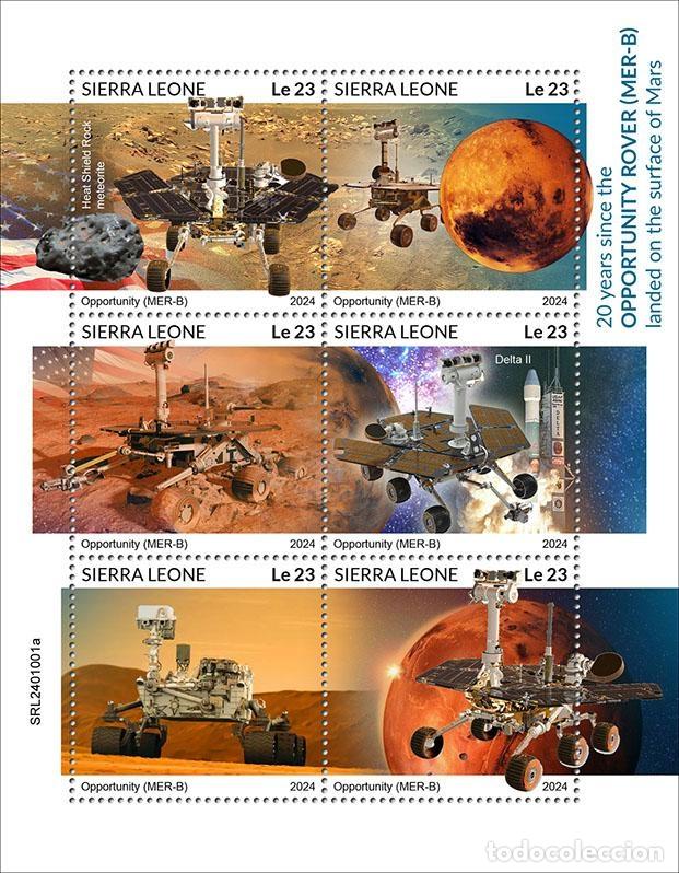 Sellos: Sierra Leona 2024 Mi. 18404-18409 hoja Opportunity Marte espacio