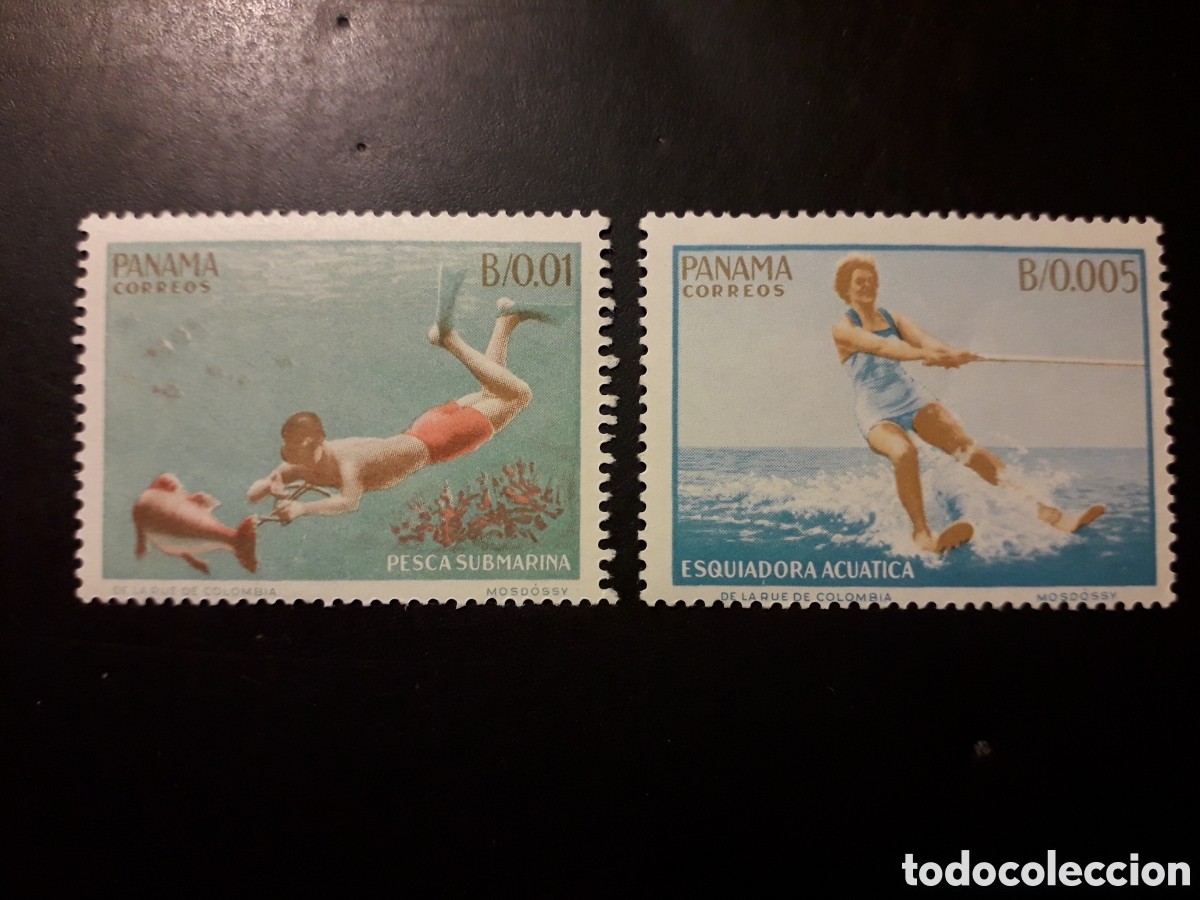 Sellos: PANAM&Aacute; YVERT 399/400 SERIE NUEVA CON CHARNELA 1964 DEPORTES PESCA, ESQU&Iacute; ACU&Aacute;TICO PEDIDO M&Iacute;NIMO 3&euro;