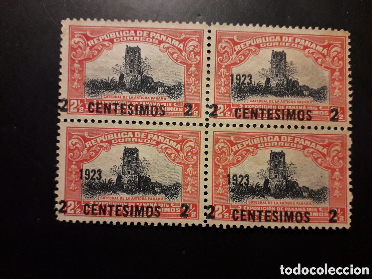 Sellos: PANAM&Aacute; YVERT 134 BLOQUE 4 CON EL ERROR 134a (SIN 1923) SIN GOMA 1923 SOBRECARGADOS PEDIDO M&Iacute;NIMO 3&euro;