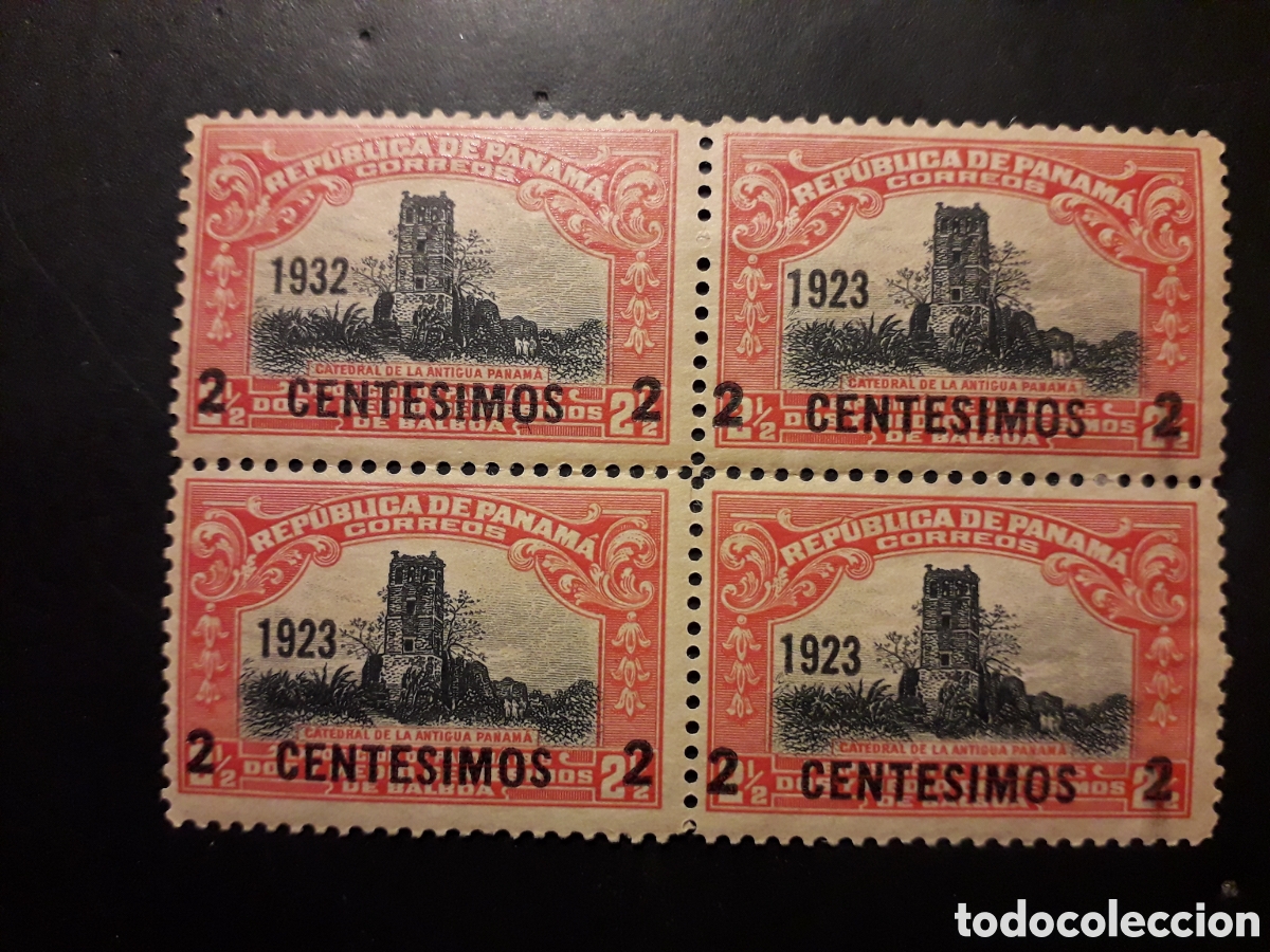 Sellos: PANAM&Aacute; YVERT 134 BLOQUE 4 CON EL ERROR 134b (1932) SIN GOMA 1923 SOBRECARGADOS PEDIDO M&Iacute;NIMO 3&euro;
