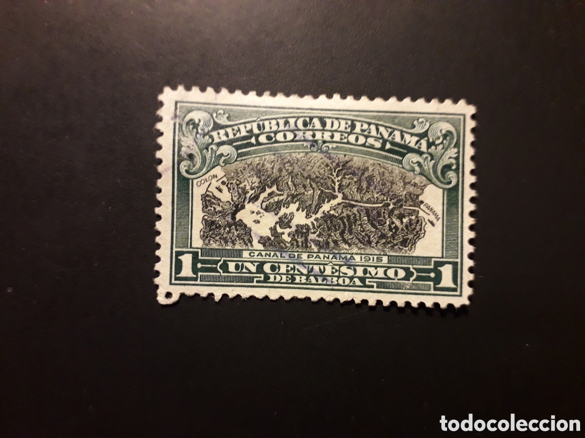 Sellos: PANAM&Aacute; YVERT 108 SELLO SUELTO USADO 1915-20 INAUGURACI&Oacute;N CANAL, MAPA F&Iacute;SICO PEDIDO M&Iacute;NIMO 3&euro;