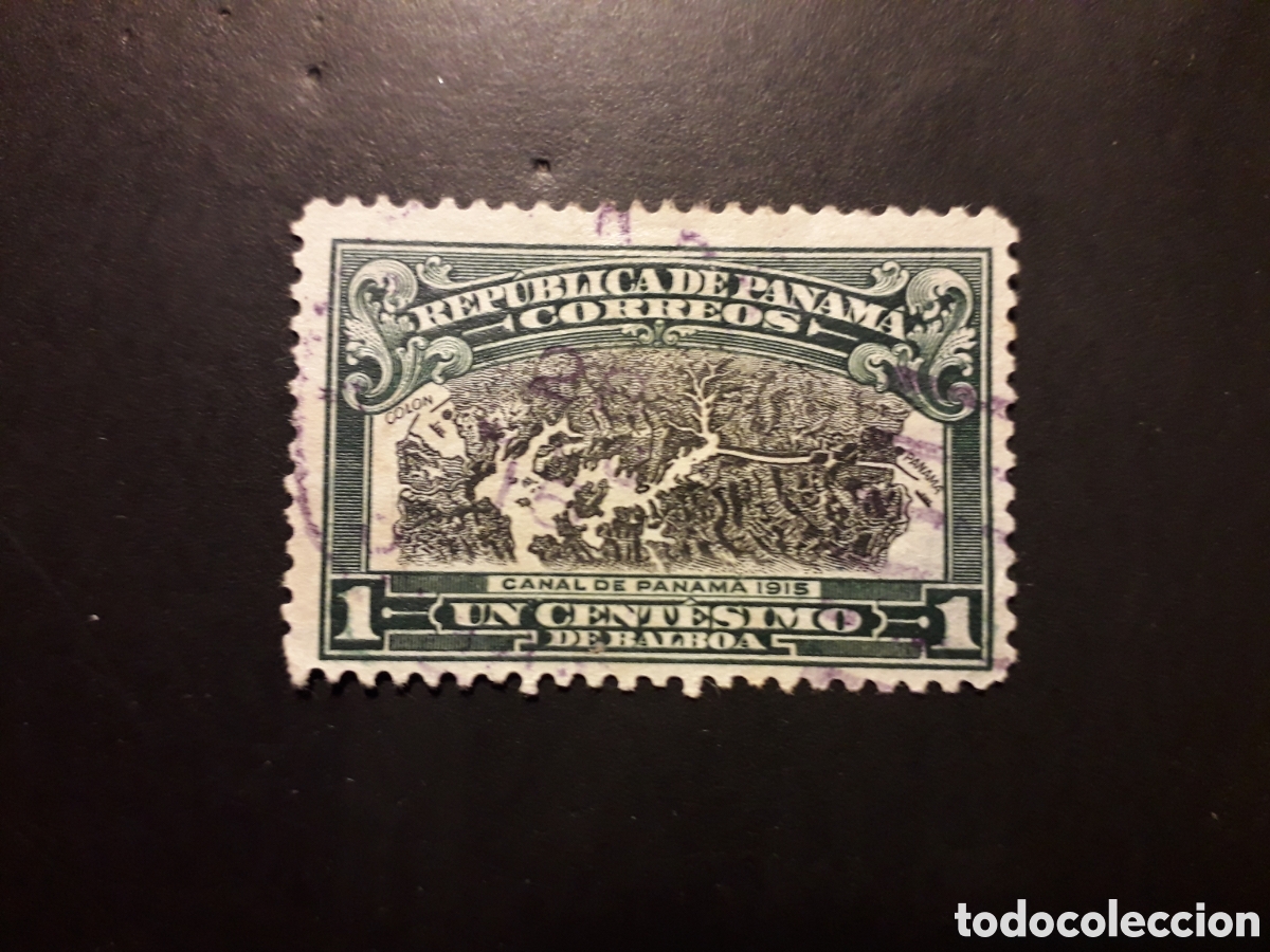 Sellos: PANAM&Aacute; YVERT 108 SELLO SUELTO USADO 1915-20 INAUGURACI&Oacute;N CANAL, MAPA F&Iacute;SICO PEDIDO M&Iacute;NIMO 3&euro;